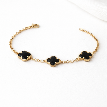 Brățară Trifoi Negru Auriu Onix